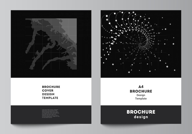 Vector layout of a cover mockups templates for brochure flyer layout booklet cover design book design abstract technology black color science background digital data minimalist high tech