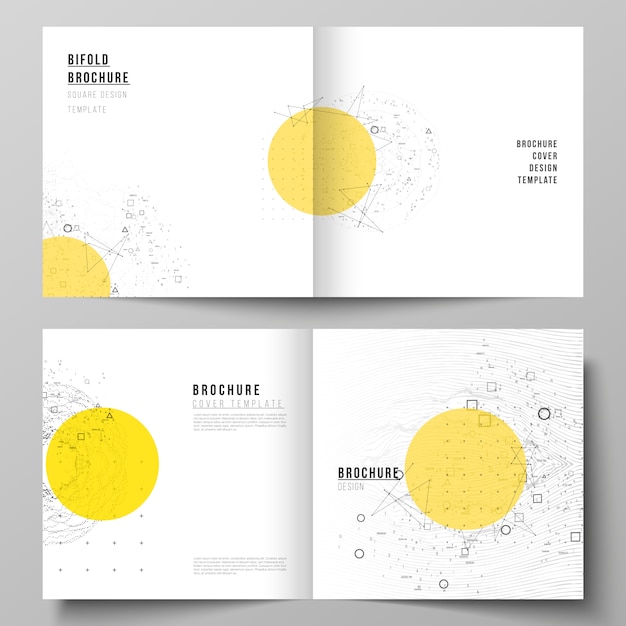 Vector layout of two covers templates for square bifold brochure,