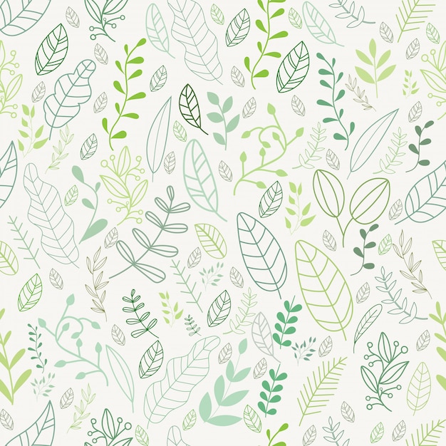 Vector leaves pattern in doodles style  