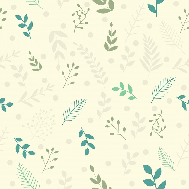 vector leaves pattern in doodles style  