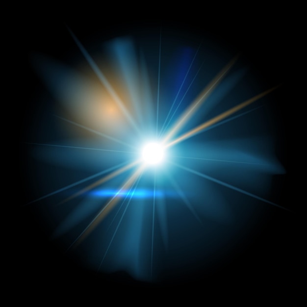 Vector lens flare isolated on black background