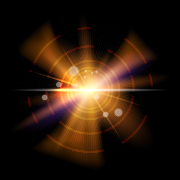 Vector lens flare isolated on black background