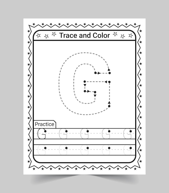 Vector Letter Tracing Worksheet Black and White Pages for Kids uppercase