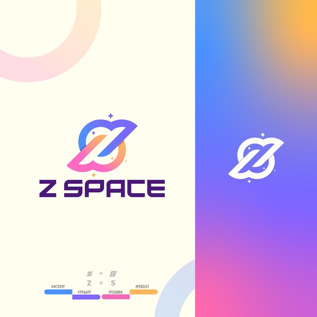 Vector letter Z S space logo colorful gradient template design for company business