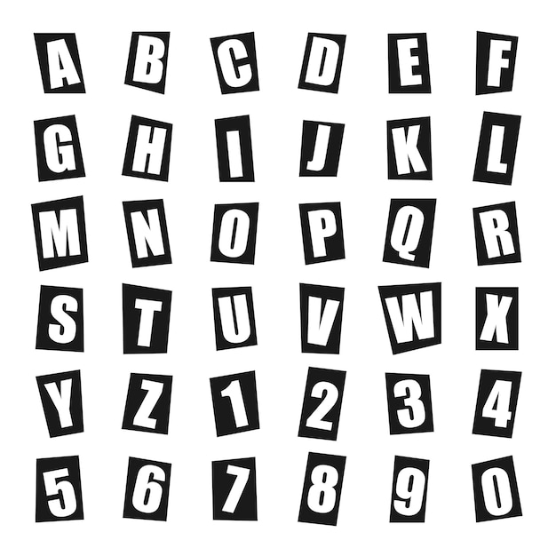 Vector letters of the alphabet cut out on a die