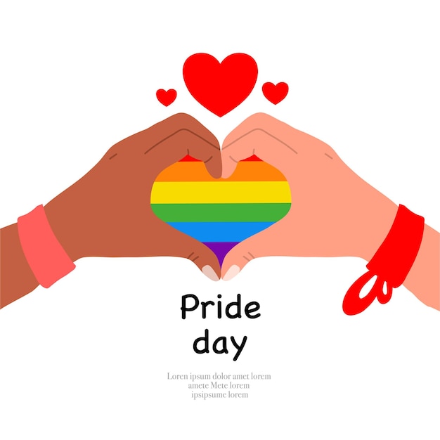 Vector LGBT banner for Happy lgbt pride day vector Pride month Rainbow heart and hands