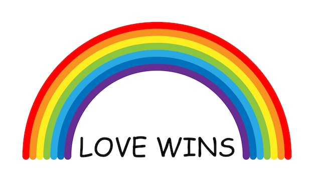 Vector lgbt pride love wins text and rainbow Isolated on white background