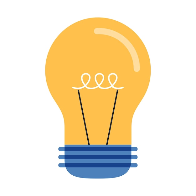 Vector light bulb yellow glowing cartoon vector illustration idea symbol