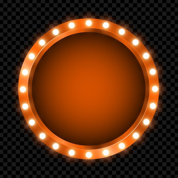 Vector light bulbs vintage neon glow circle frame vector