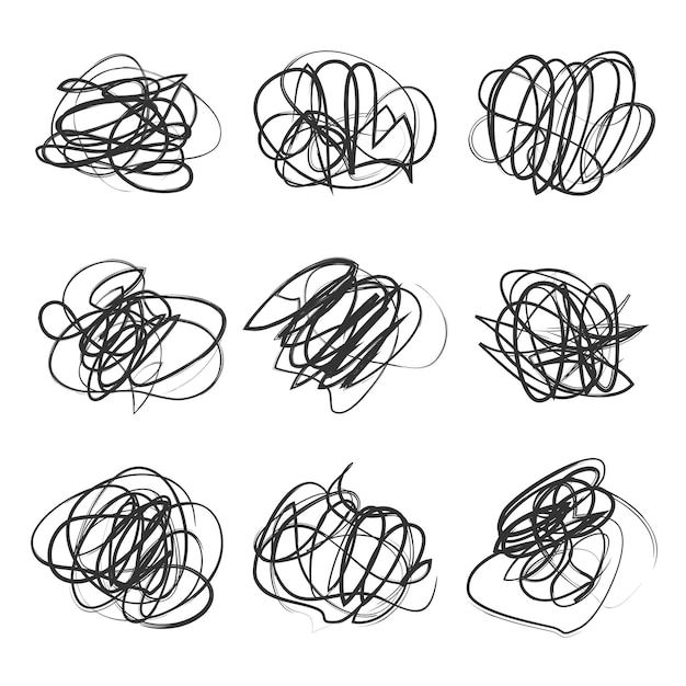 Vector light set hand drawn scribble shapes