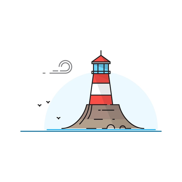 Vector lighthouse landscape Lighthouse icon