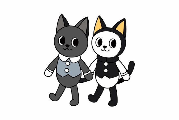 Vector Line Art of Cats Walking Simple Black and White Design for Cat Day