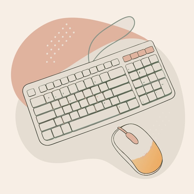 Vector Line Art of a Keyboard and Mouse