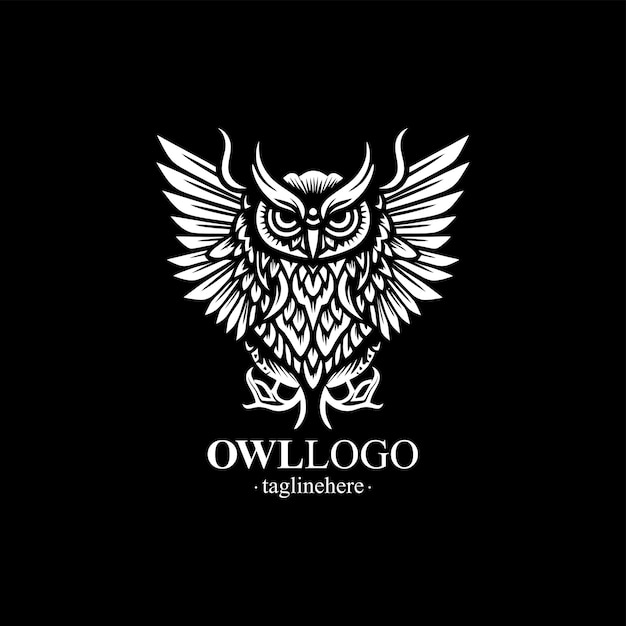 Vector Line art logo of a owl