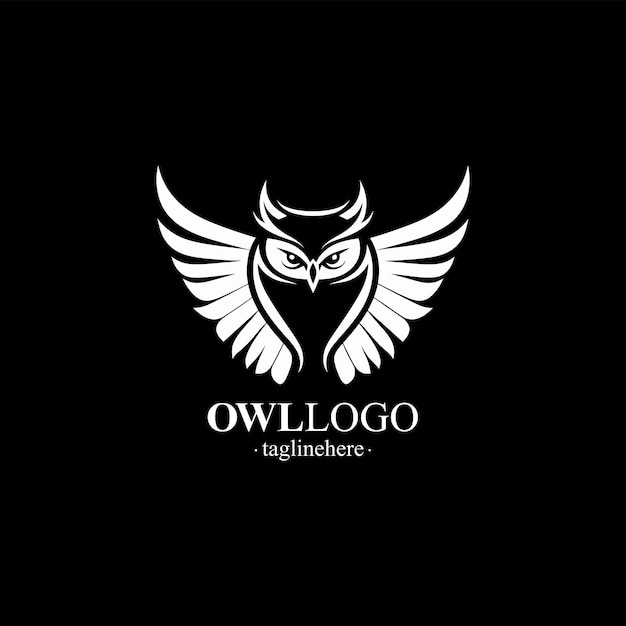 Vector Line art logo of a owl