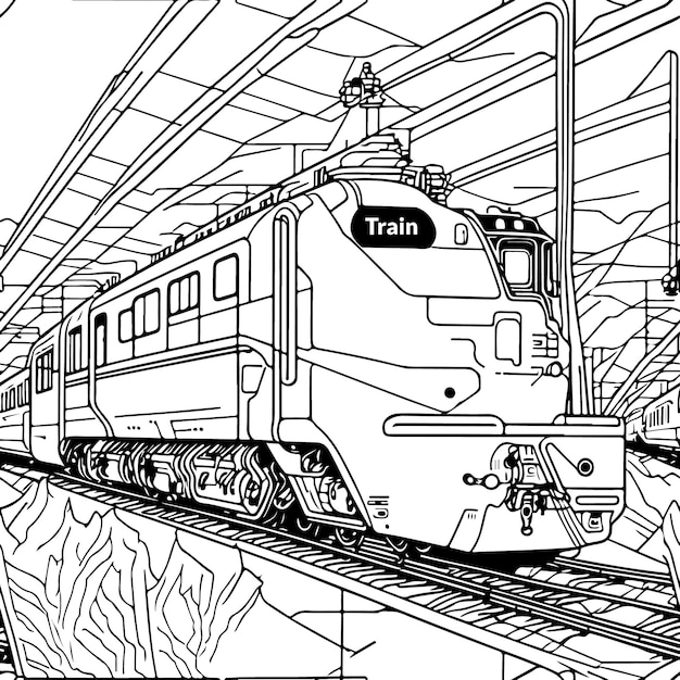 Vector line art train in motion Train Line Drawing Clip Art