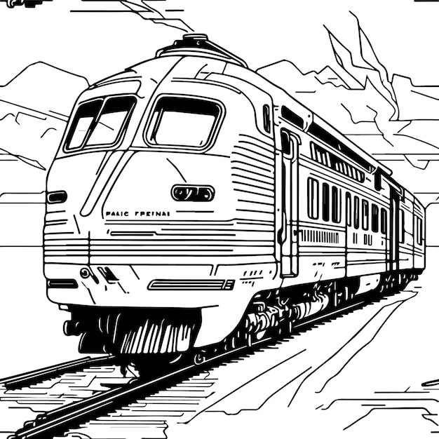 Vector line art train in motion Train Line Drawing Clip Art