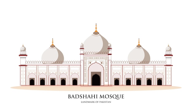 Vector line Illustration Badshahi Masjid