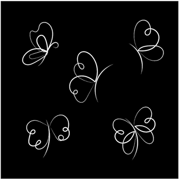 vector linear flat butterfly outline pack