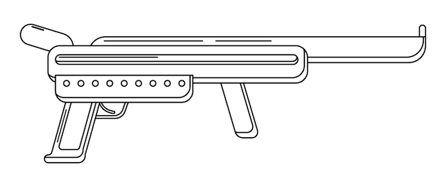 Vector linenear blaster on white Isolated outline toy gun for coloring page