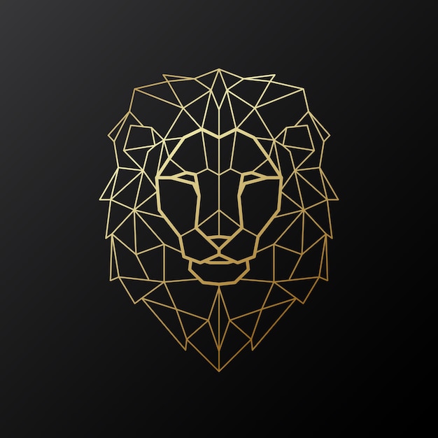 Vector Lion head illustration in polygonal style