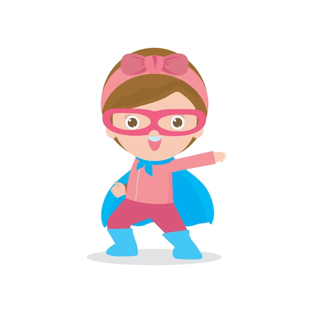 vector llustration of Kids Superheroes wearing comics costumes isolated on white background