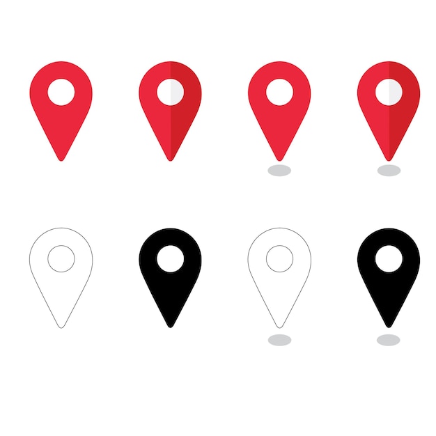 vector location pins multiple colours