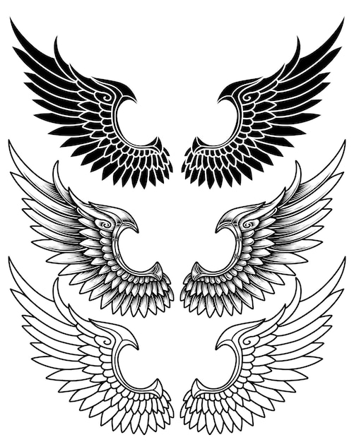 Vector logo angel wing vintage tattoo tribal design