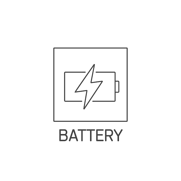 Vector logo, badge and icon for battery waste. Recycle product sign design. Symbol of sorting garbages.