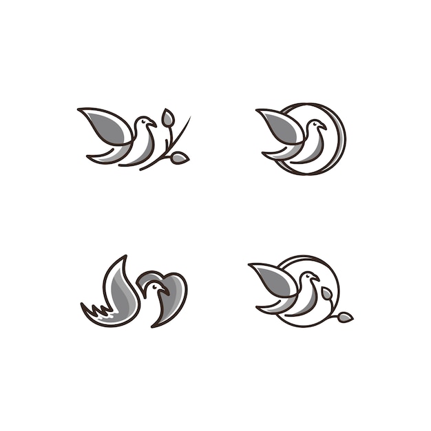 Vector logo of birds icon line art Gray color