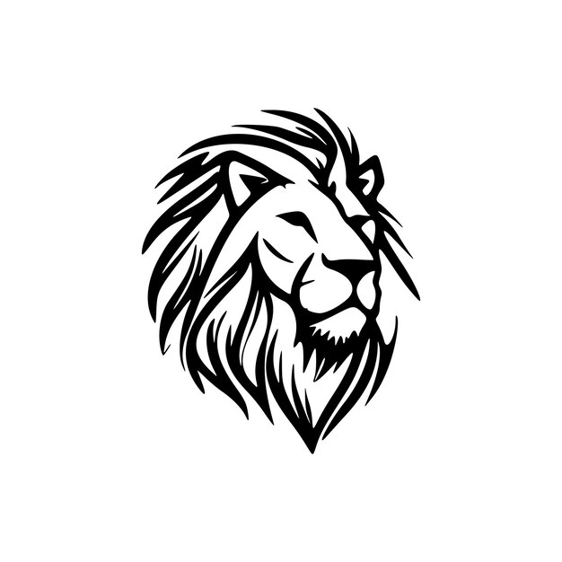 A vector logo of a black and white lion in simple design