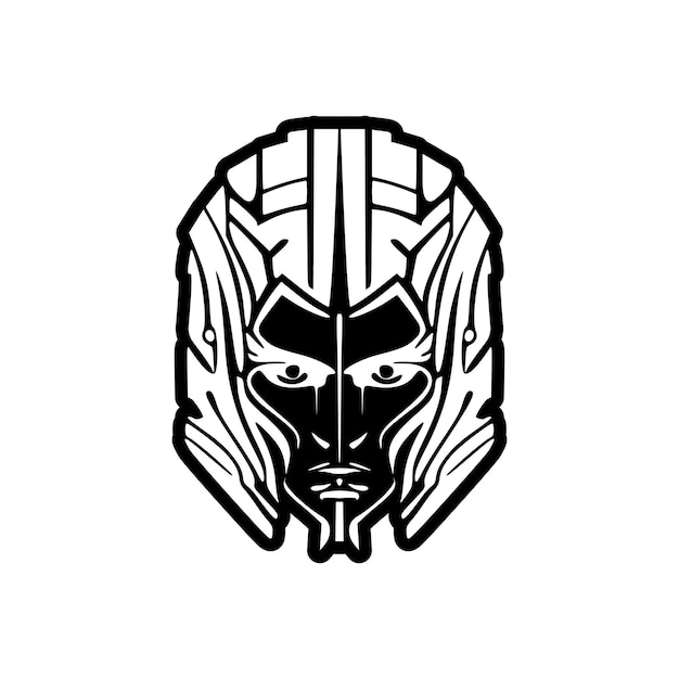 Vector logo of a black and white robot