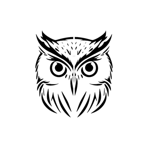 Vector logo of a black and white simple owl