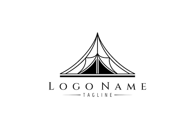 Vector logo of a camping tent in line art design style