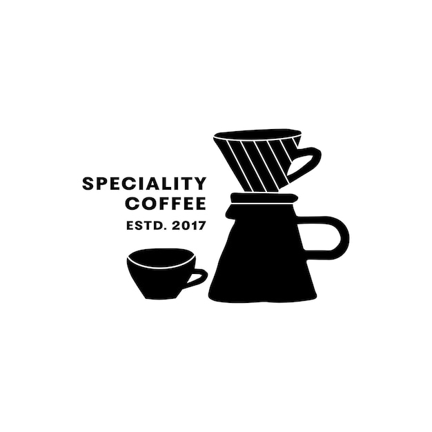 Vector logo for coffee shop with coffee dripper and cup Emblem for coffee house or coffee shop