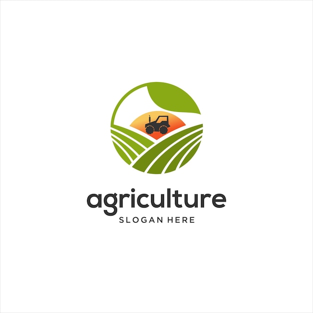 vector logo design illustration of agriculture business farm vector