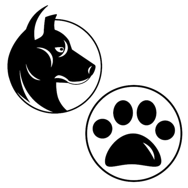 Vector logo designs black dog icon and dog paw icon