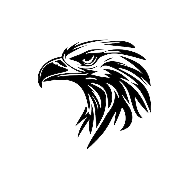 A vector logo of an eagle with black and white colors