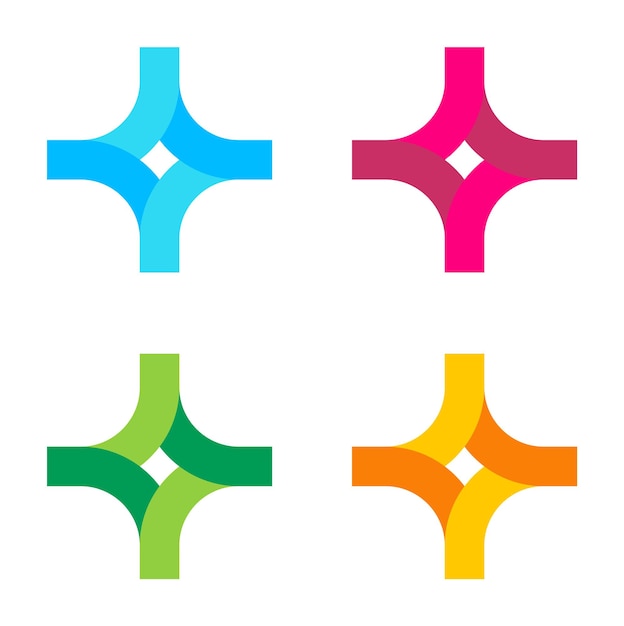 Vector logo in the form of a stylized cross or intersection multicolored symbol seamless texture