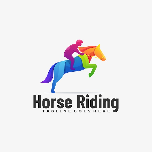 Vector Logo Horse Riding Gradient Colorful Style.