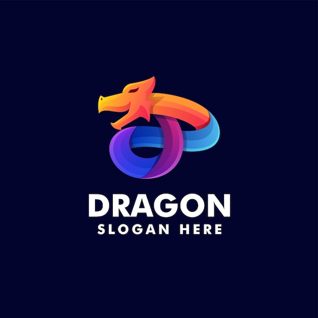 Vector Logo Illustration Abstract Dragon Gradient Colorful Style