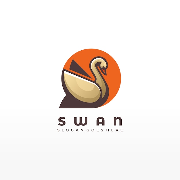 Vector Logo Illustration Abstract Swan Bird Animal Geometric Shape Colorful Style