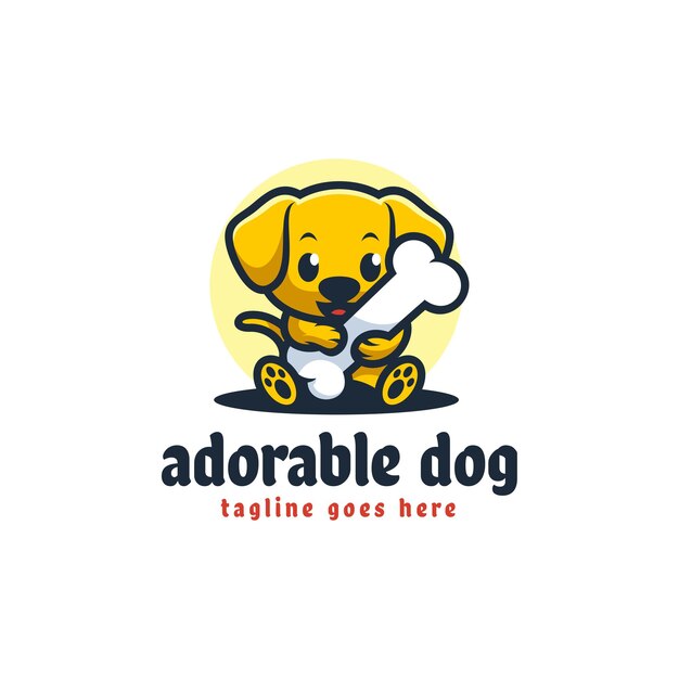 Vector Logo Illustration Adorable Dog Mascot Cartoon Style