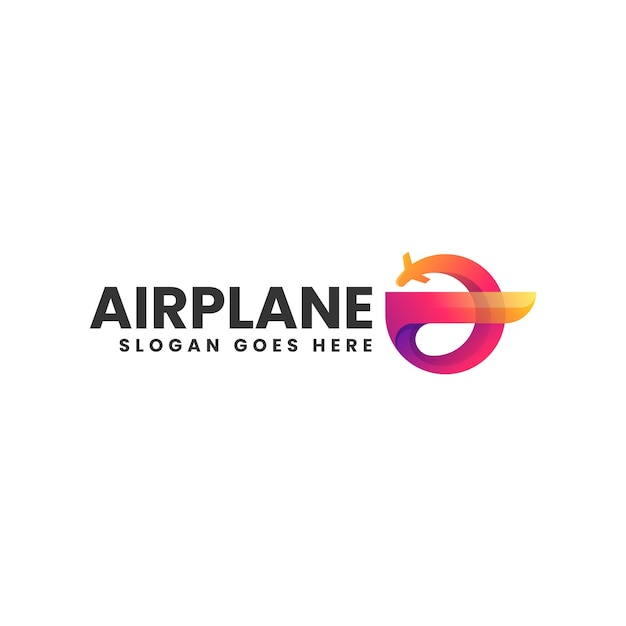 Vector Logo Illustration Airplane Gradient Colorful Style