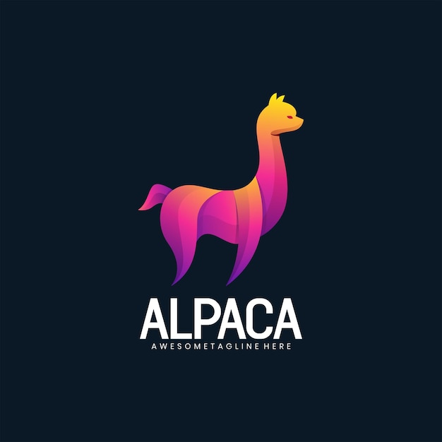 Vector Logo Illustration Alpaca Gradient Colorful Style