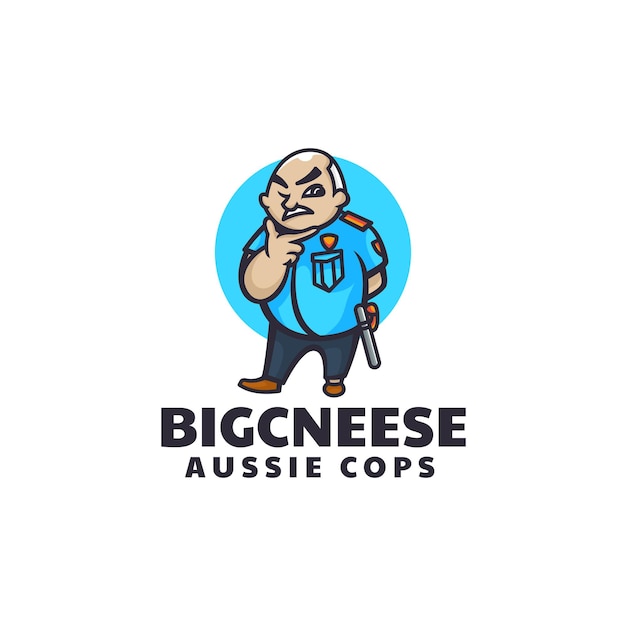 Vector Logo Illustration Aussie Cop Mascot Cartoon Style