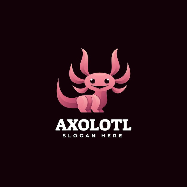 Vector Logo Illustration Axolotl Gradient Colorful Style