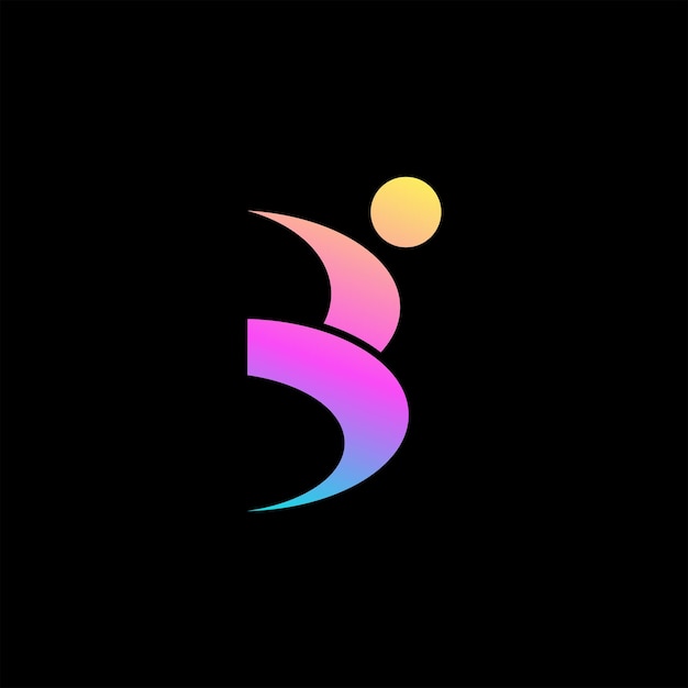 Vector Logo Illustration B Letter Gradient Colorful Style