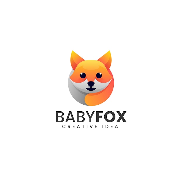 Vector Logo Illustration Baby Fox Gradient Colorful Style