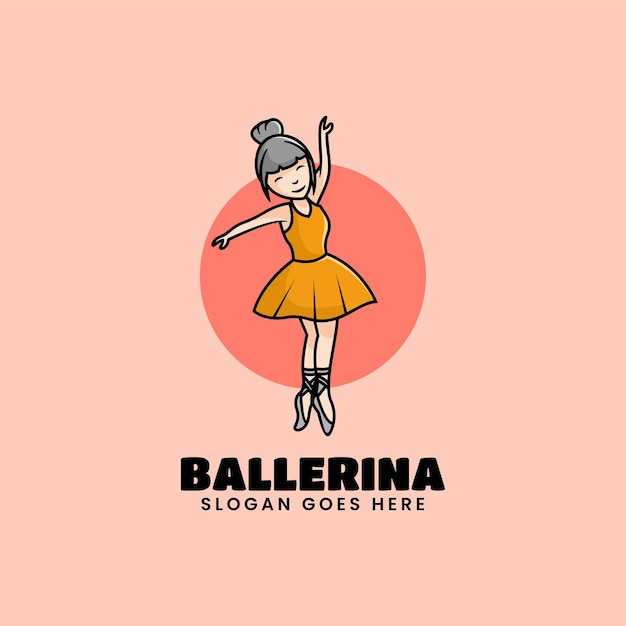 Vector Logo Illustration Ballerina Mascot Cartoon Style